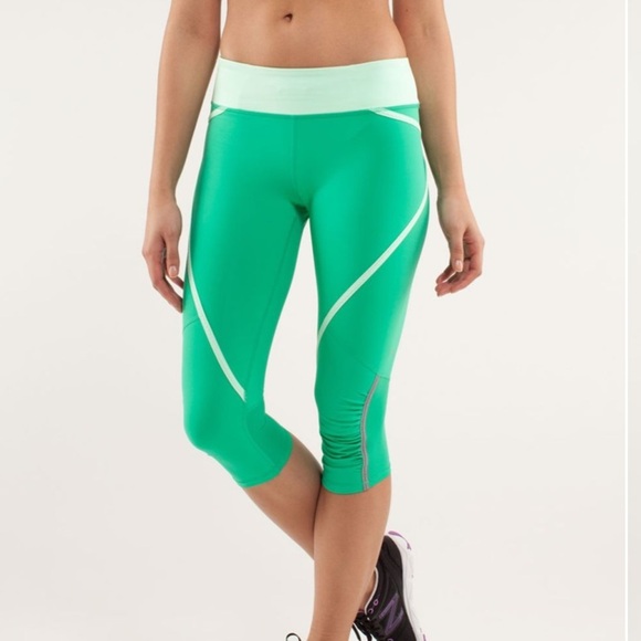 LULULEMON Run: Pace Crop Green Size 6 - Picture 11 of 12